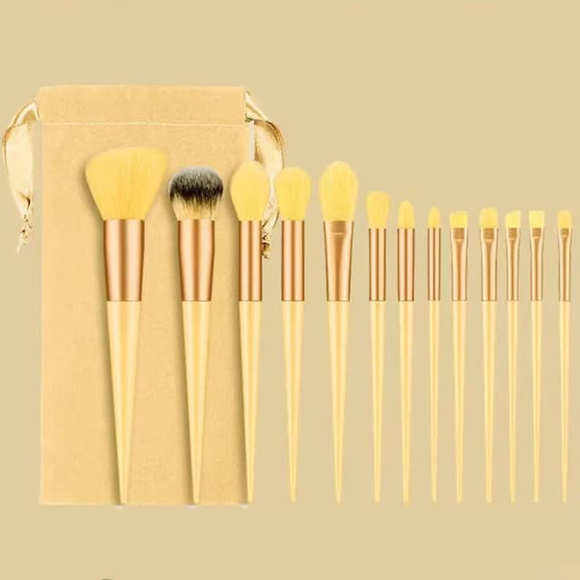 13 stk Makeup Brush Set Kosmetiske børster Soft Fiber Foundation Contour - Gul