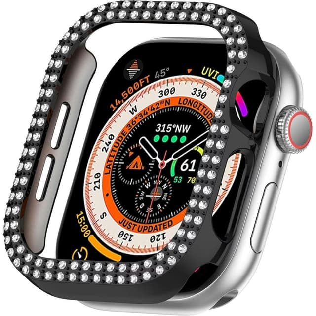 För A Watch Series 10 42mm Fodral Skal Ram Bling Rhinestone Decor - Svart