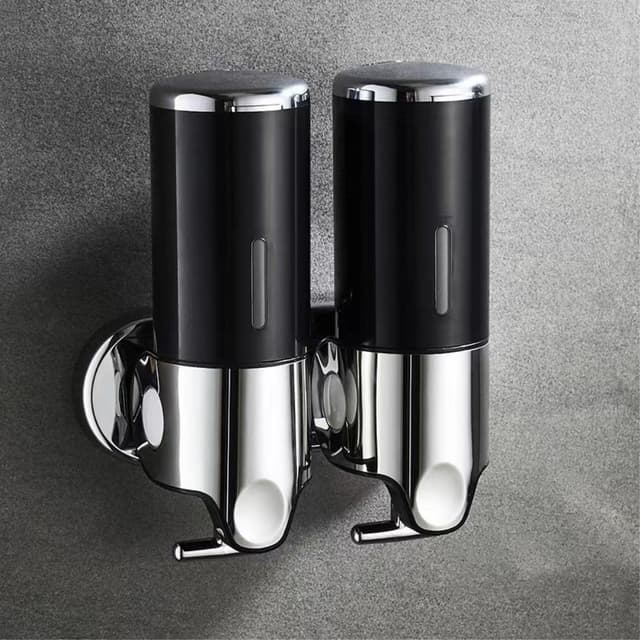 Dubbelhuvud tvålautomat 1000ml Rostfritt stål Manuell Push Schampo Duschpump