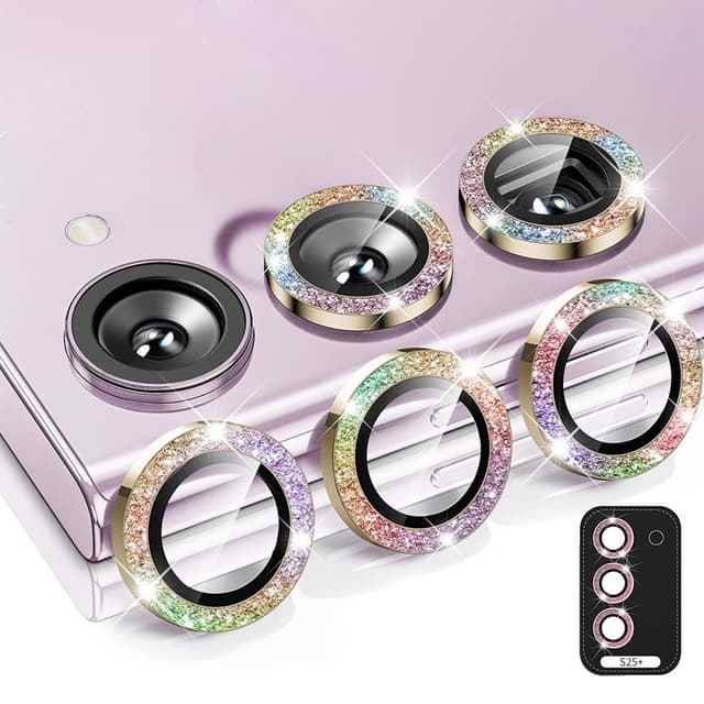 ENKAY Kamera Lins Skydd till Samsung Galaxy S25+ Härdat glas Glitter