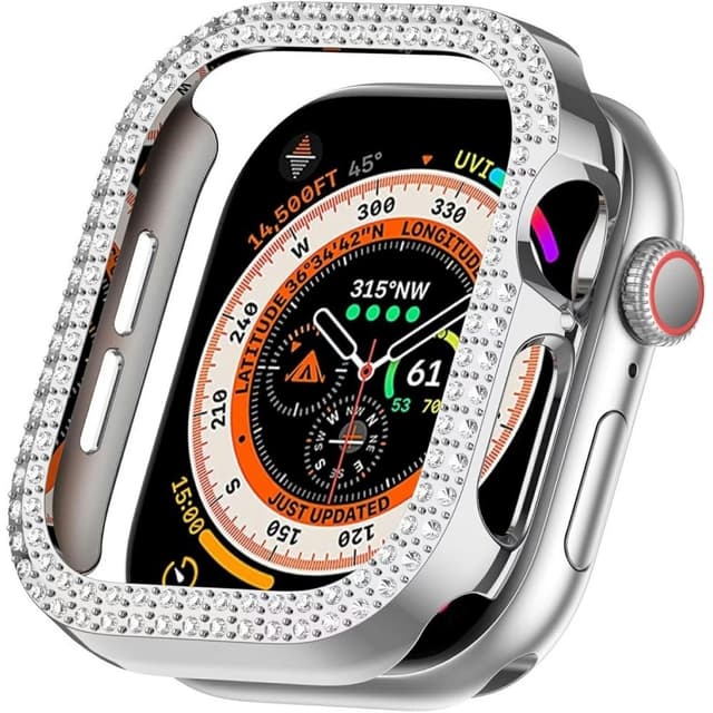 For A Watch Series 10 42mm Case Cover Frame Bling Rhinestone Decor - Sølv