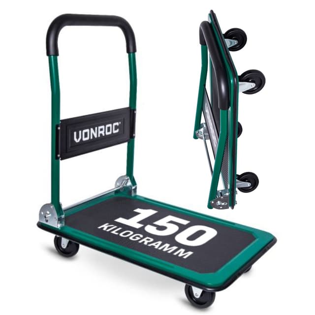 VONROC Plattformsvagn – hopfällbar | Max. vikt 150KG