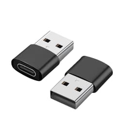 2 pakkauksen USB-C-USB-sovitin tiedonsiirtoon ja lataamiseen Musta