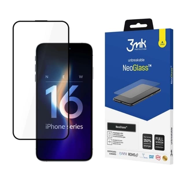 3MK iPhone 16 Pro Max HybridGlas Skärmskydd NeoGlass - Svart