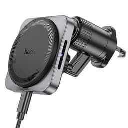 Hoco MagSafe Bilhållare Med Trådlös Laddning 15W för Luftventil - Metallgrå
