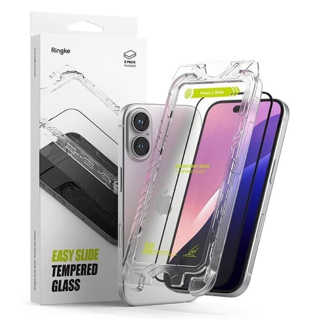 [2-Pack] Ringke iPhone 16/15 Härdat glas Skärmskydd Easy Slide