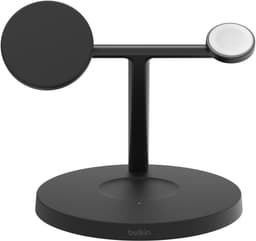 Belkin BoostCharge Pro 3-in-1 Qi2 trådlöst laddningsstativ (svart)
