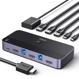 Ugreen CM664 HUBB HDMI Switch 2in1 KVM Switch - Svart