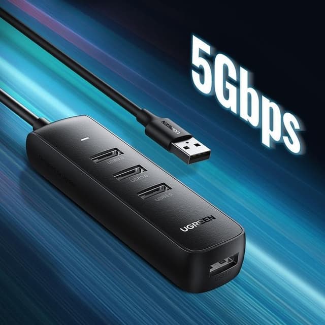 Ugreen HUB USB Type A splitter - 4x USB 3.2 Gen 1 - Svart
