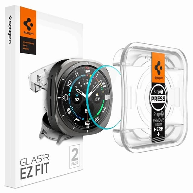 [2-Pack] Spigen Galaxy Watch Ultra (47mm) Härdat glas Skärmskydd EZ Fit