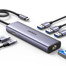 Ugreen 6in1 HUB USB-C Till 1x USB-C 1xHDMI 1xRJ45 3xUSB-A 3.0