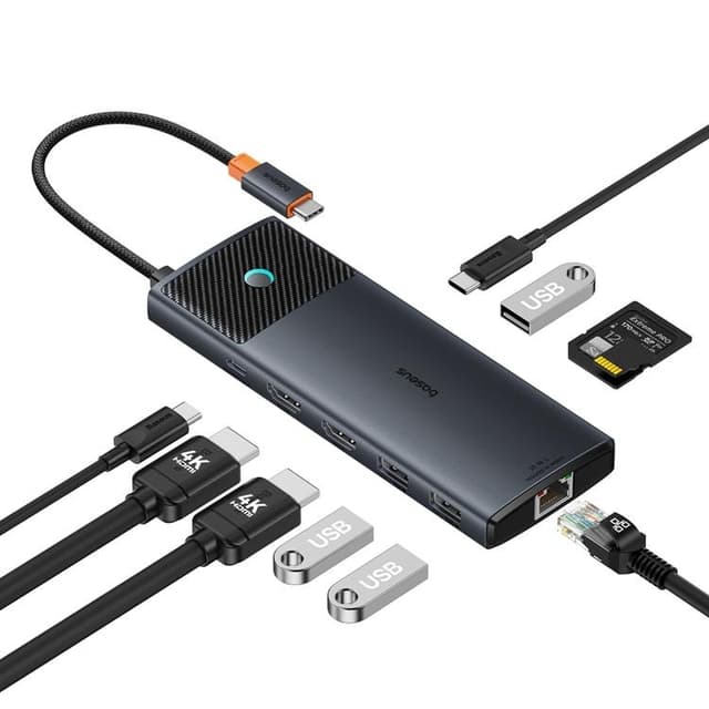 Baseus HUB 10in1 Metal Gleam Series - Svart