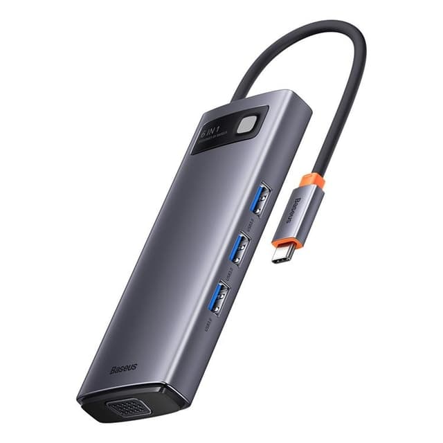 Baseus 6in1 Docking Station HUB Typ-C - Grå