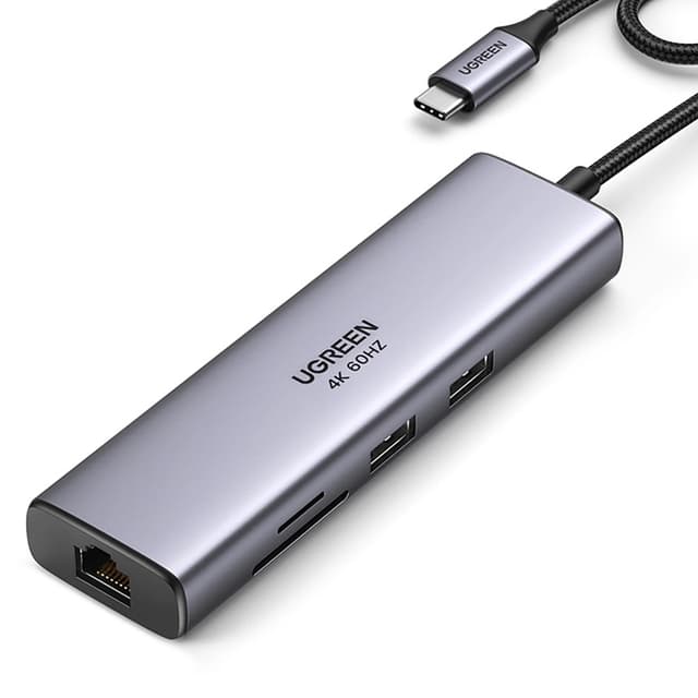 Ugreen HUB 100W USB-C Till HDMI, RJ45, USB-C, SD/TF Kortläsare, USB-A 3.0