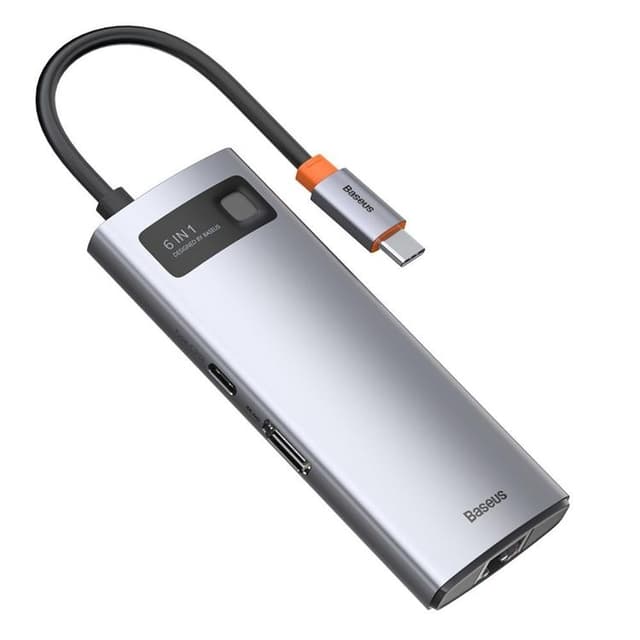 Baseus 6in1 Multifunktionell HUB USB-C 100 W - Grå