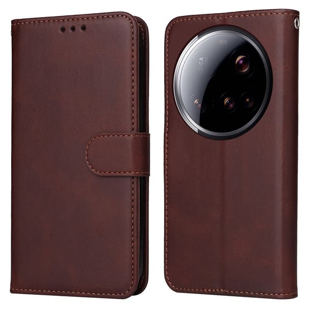 SKALO Xiaomi 15 Ultra 5G PU-läder Plånboksfodral - Brun