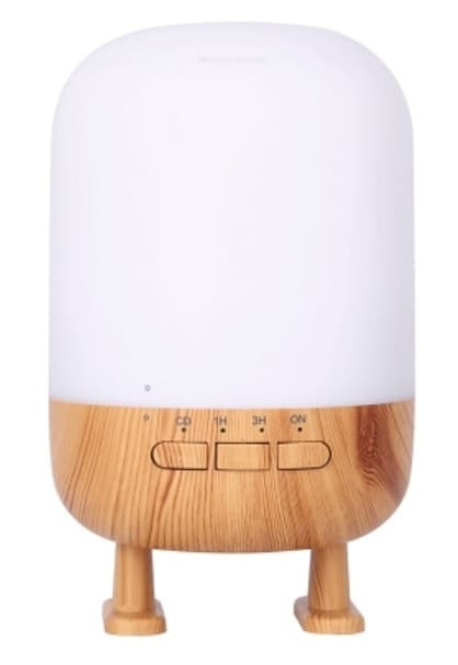 Luftfugter med højttaler og lampe, lyst trædesign