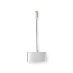 Nedis USB N Moniporttisovitin | 3-in-1 | USB 3.2 Gen 1 | USB-CUros | USB-A Naaras / USB-CNaaras / VGA Naaras | 5 Gbps | 0.20 m | Pyöreä | Kullattu | Nailon / Punottu | Hopea | Laatikko kannella ja ikkunalla