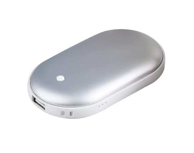 Powerbank og håndvarmer i ett, 5000 mAh - Sølv