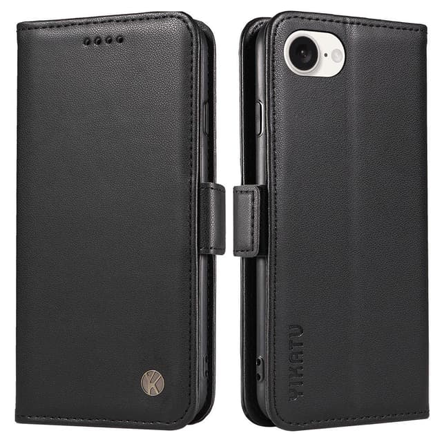 YIKATU YK-003 nahkainen lompakkokotelo iPhone 16e -puhelimelle – Musta