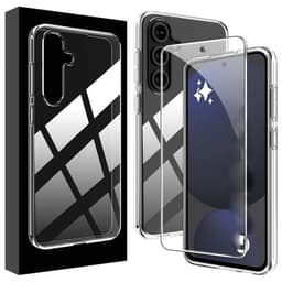 För Samsung Galaxy A26 5G genomskinligt TPU mobilskal + härdat glas