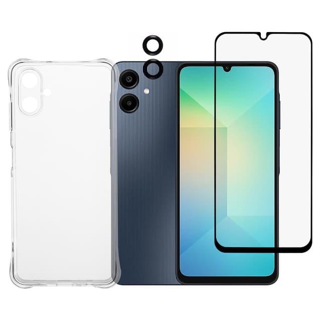 Till Samsung Galaxy A06 4G Skal TPU Mobilskal med Skärmskydd och Kameralinsskydd