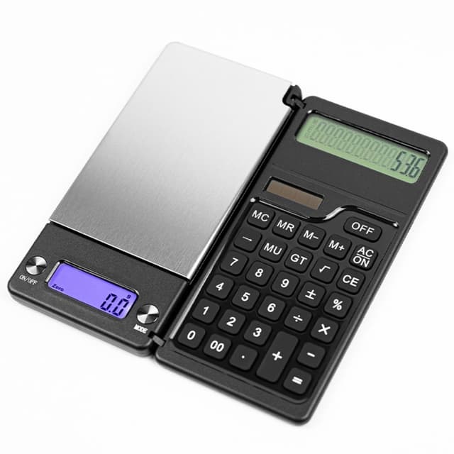 Elektronisk Digital Våg Hög Precision + Miniräknare 2-i-1 Hopfällbar Kompakt