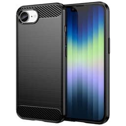 Mykt TPU-deksel med børstet karbonfibertekstur for iPhone 16e – Svart