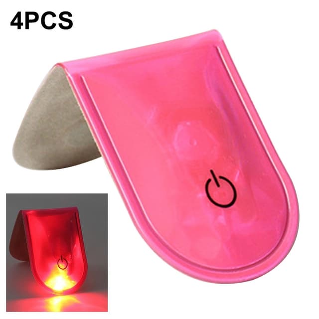 4st LED Ljus Magnetiska Clips Säkerhet Löpning Natt Camping Aktiviteter - Rosa