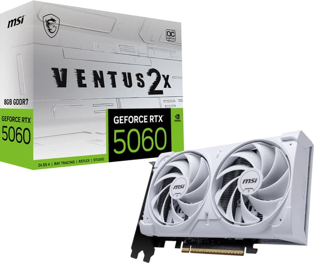 MSI Nvidia GeForce RTX 5060 VENTUS 2X OC 8GB grafikkort (hvid)