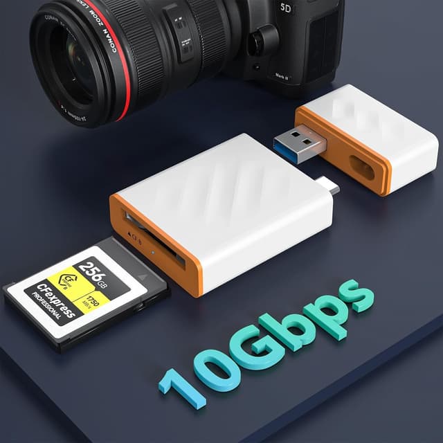 NÖRDIC USB-C & USB-A Card Reader CFexpress Type B 10Gbps USB 3.2 Gen 2  Compatible with Windows/Mac/Linux/Android