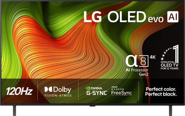 LG 48" OLED B 4K LG OLED Display certified for 100% Color Fidelity and 100% Color Volume, Pixel dimming technology, Perfect Black certified. Eye Comfort Display certified, low blue light and flicker free display. TV (2025)