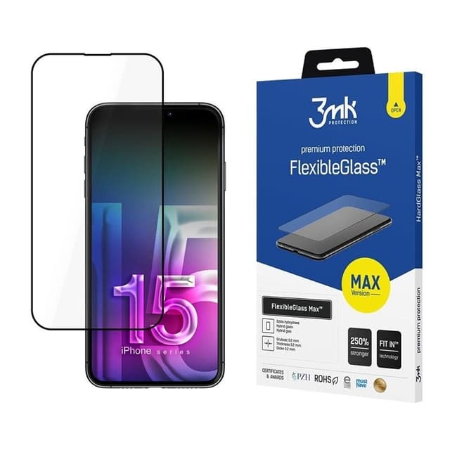 3MK iPhone 15 Plus Max Hybrid Okrossbart Glas FlexibleGlass