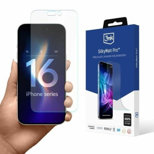 3MK iPhone 16 Plastfilm Skärmskydd Silky Matt Pro