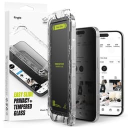[2-pakke] Ringke iPhone 16 Pro skærmbeskytter i hærdet glas Privacy Easy Slide