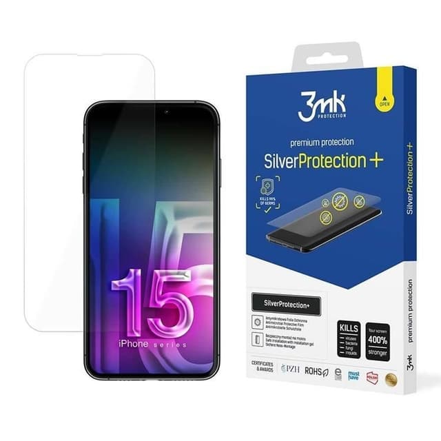 3MK iPhone 15 Pro Max Plastfilm skärmskydd Silver Protection+