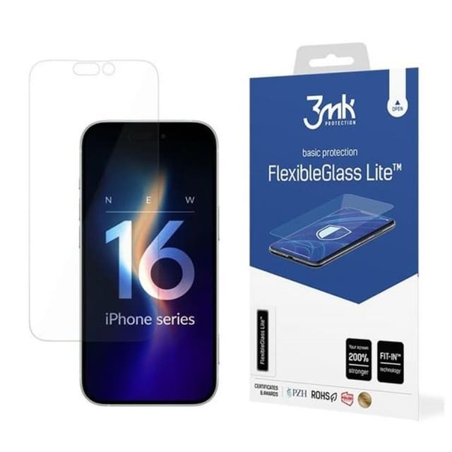 3MK iPhone 16 Plus Hybrid Okrossbart Glas FlexibleGlass Lite