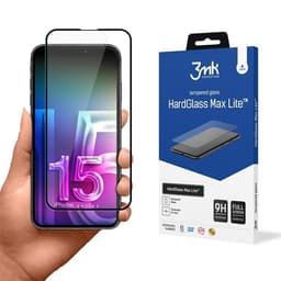 3MK iPhone 15 Härdat Glas Skärmskydd Max Lite - Svart