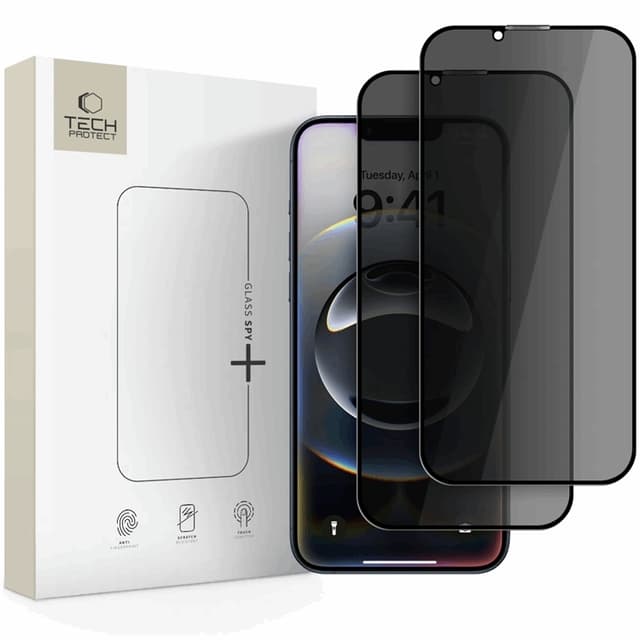 [2-Pack] iPhone 16e Härdat Glas Skärmskydd Spy Privacy