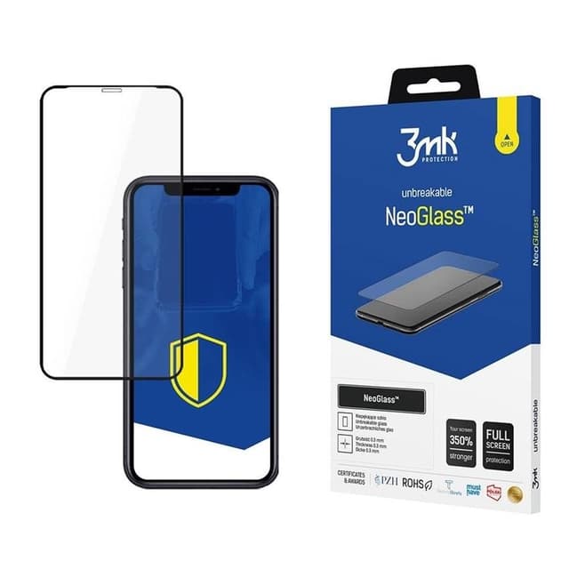 3MK iPhone XR HybridGlas Skärmskydd NeoGlass - Svart