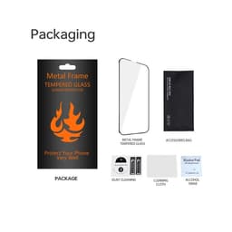 iPhone 13/13 Pro/14 Härdat Glas Skärmskydd Metall Ram - Svart
