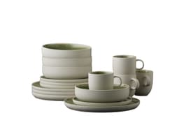Studio Round Servicesæt Matte white/Shiny moss