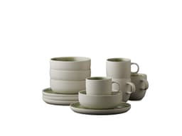 Studio Round Brunchsæt Matte white/Shiny moss