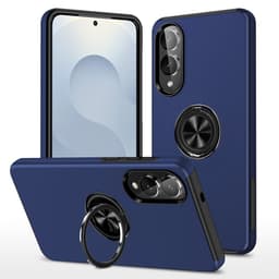 Till Samsung Galaxy S25 Edge Hybrid skal med Finger Ring - MörkBlå