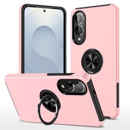Till Samsung Galaxy S25 Edge Hybrid skal med Finger Ring - Rosa