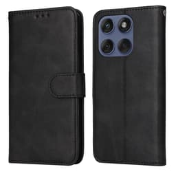 SKALO Motorola Edge 60 PU-læder Flip Cover - Sort