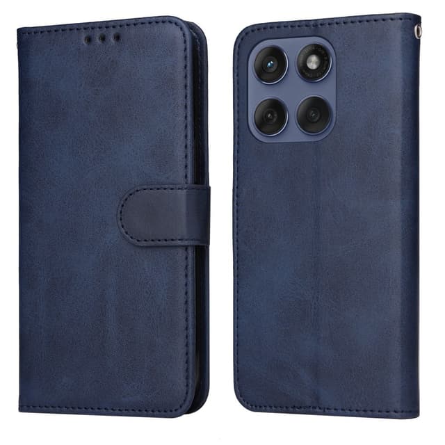 SKALO Motorola Edge 60 PU-läder Plånboksfodral - Blå