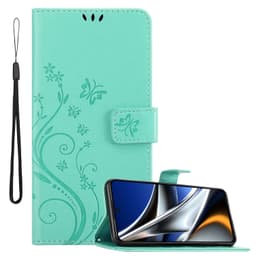 Xiaomi Poco X4 Pro Pungetui Cover Blomster (Turkis)
