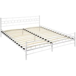 tectake Sengeramme med lameller 203 x 187 x 76 cm Hvid