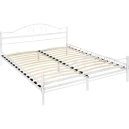 tectake Sengeramme med lamelbund, Klassisk 203 x 187 x 90 cm Hvid/Hvid